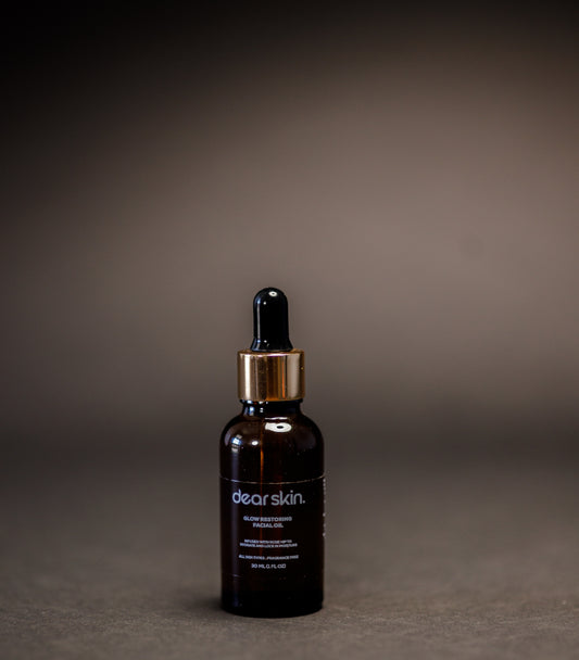 Dear Skin Nourishing Moisturizing Serum in a 30ml amber glass bottle, powered by Vitamin C, aloe vera, and baobab oil for radiant, hydrated skin.